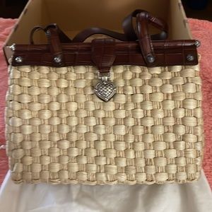 NWT Brighton Woven “Ruth” Straw handbag with brilliant lining ,Braided Leather